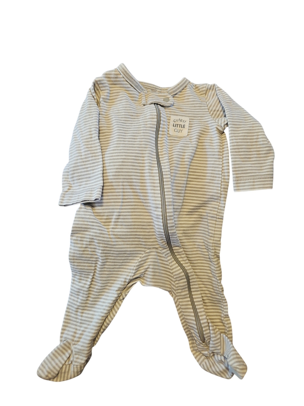 Striped Gray & White Footed One-Piece Sleepwear - Cute 'Little Guy' Carter's 3m